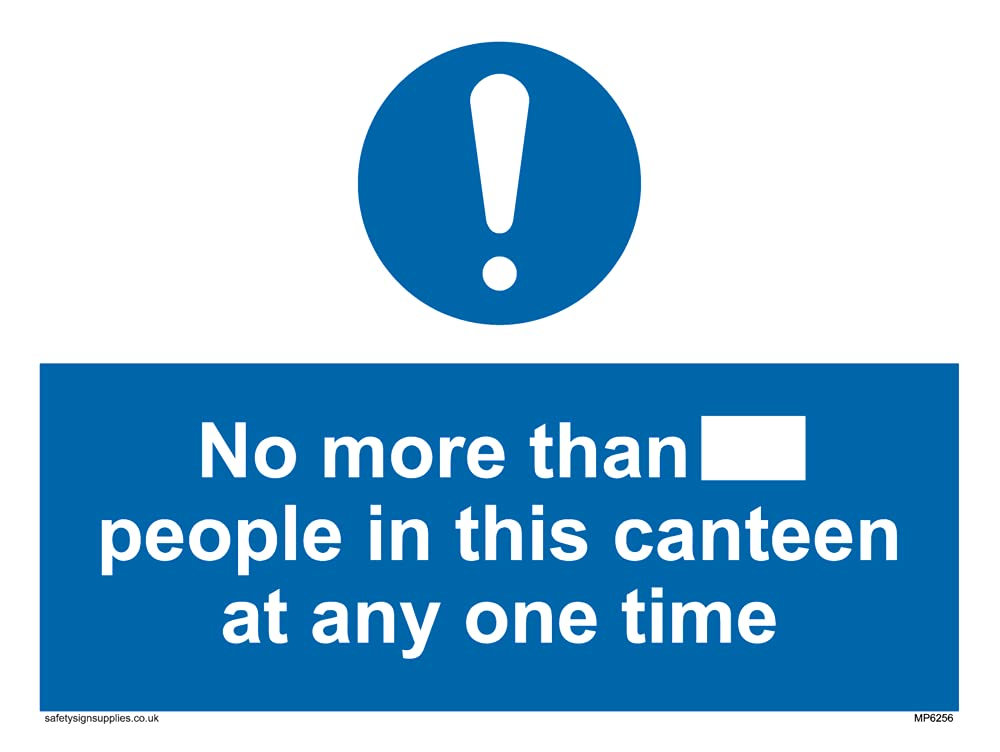 Pack of five - No more than xxx people in this canteen at any one time Sign - 200x150mm - A5L
