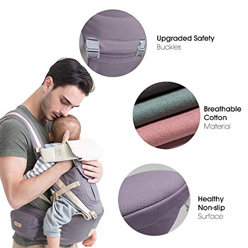 Unichart 360 All Carry Positions Baby Carrier Baby Hip Seat Carrier Perfect Baby Shower Gift (Grey) - Thumbnail 4