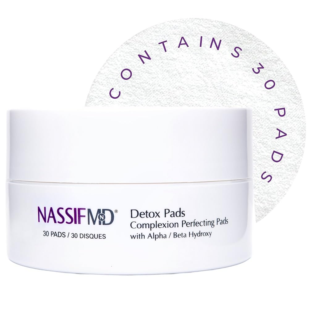 Photo 1 of NassifMD Exfoliating Detox Pads | Surgeon-Created AHA/BHA Facial Pads for Deep Cleansing, Smoother Texture & Glowing Skin | Reduces Pores, Firms, Brightens