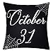 Jetec 4 Pieces Halloween Pillow Case 18x18 Inch Set of 4 Throw Cushion Cover Linen Pillow Happy Halloween Linen Sofa Bed Throw Cushion Cover Decoration
