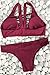 Cupshe Fashion Women's Solid Color Lace Up Padding Bikini Set Beach Bathing Suit, Burgundy (S)