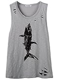 So'each Women's Marine Animal Shark Letters Graphic Print Tee Cami Tank Top