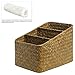Decorative Tan Hand Woven 3 Compartment Home Organizer Basket / Desktop Storage Holder Container