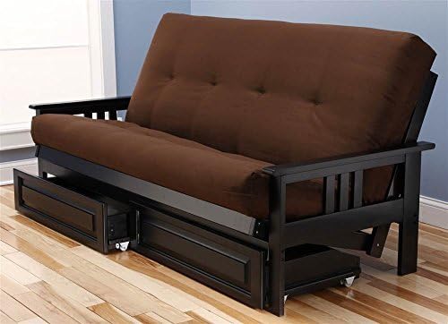 Monterey Futon in BlackĆĀ Finish with SuedeĆĀ ChocolateĆĀ Mattress