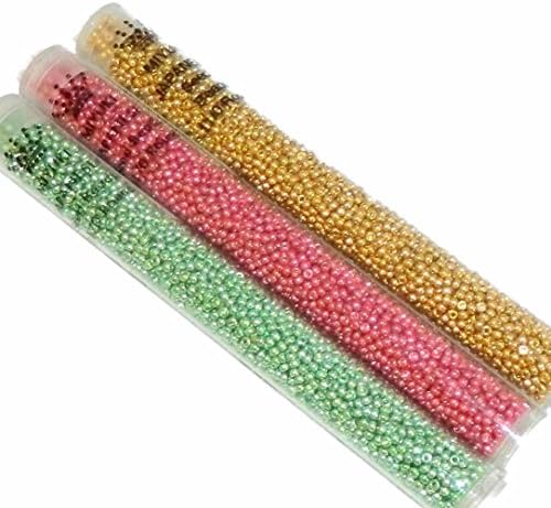 Duracoat Galvanized Mint Gold Cranberry Mix Miyuki Rocailles Glass Seed Beads 11/0