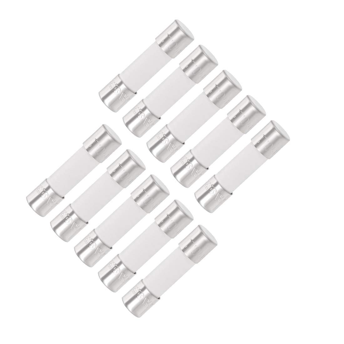 sourcing map Ceramic Cartridge Fuses 10A 250V 5x20mm Slow Blow Replacement for Stereo Audio Alarm Amplifier Ceramic 10pcs