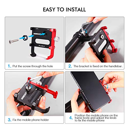 HOMEASY Universal Bike Phone Mount Motorcycle Handlebar Cellphone Bicycle Holder Adjustable, Fits iPhone X, XR, 8 | 8 Plus, 7 | 7 Plus, Galaxy S9, S8, Holds Phones from 3.5-7" Wide【Fall Prevention】