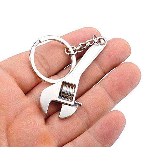 Ispeedytech 5 Auto Part Model Metal Keychain/Key Ring/Holder Set- Wheel Rim Tyre,Spinning Turbo, Six Speed Manual Transmission Shift, NOS Mini Nitrous Oxide Bottle, Wrench Keychain