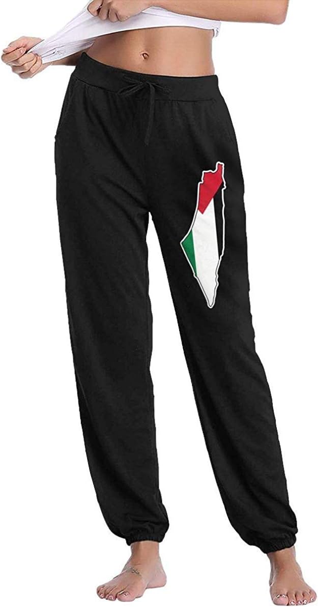 fghgfdhjj Women's Flag Map of Palestine Palestinian Yoga Pants Jogger Pants Drawstring Sweatpants with Pockets Soft Drawstring