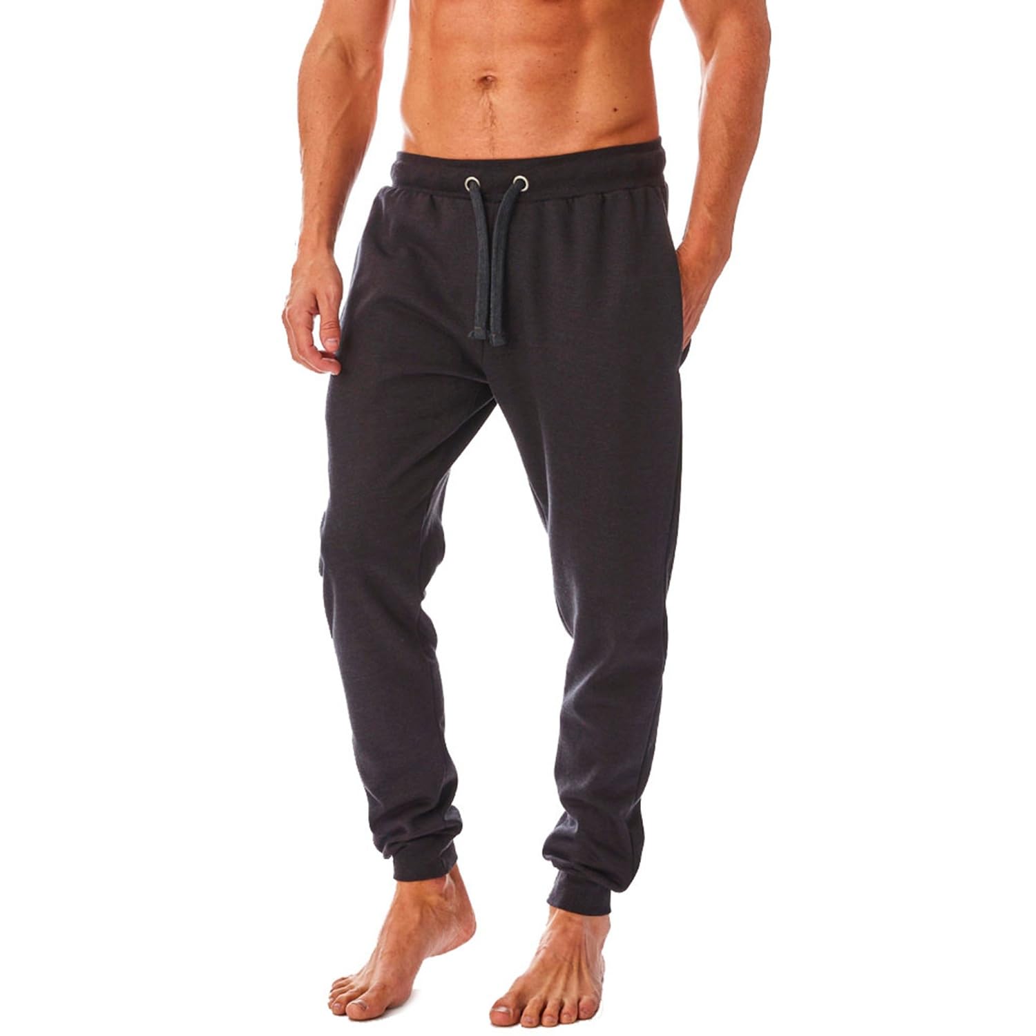 Iron Mountain Mens Joggers – Fleece Jogging Bottoms for Men, Lightweight Cuffed Sweatpants with Drawstring Waist, Casual Gym & Lounge Tracksuit Bottoms (Charcoal Marl, L)