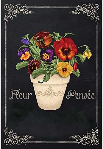 Fleur Pensee Summer Flower Pot Scroll Chalkboard 13 x 18 Small Garden Flag