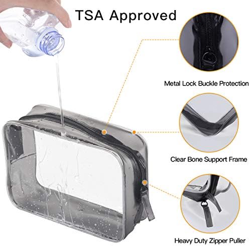 Benbilry Clear Travel Toiletry Bag with Zipper, 3PCS TSA Approved Waterproof PVC Travel Luggage Pouch Carry On Cosmetic Makeup Bag Set Handbag Beach Tote Bag for Women and Men 4 Benbilry Clear Travel Toiletry Bag with Zipper, 3PCS TSA Approved Waterproof PVC Travel Luggage Pouch Carry On Cosmetic Makeup Bag Set Handbag Beach Tote Bag for Women and Men