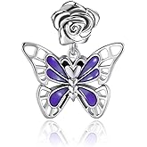 MZC Jewelry Butterfly Flower Charm Compatible with Pandora Bracelet