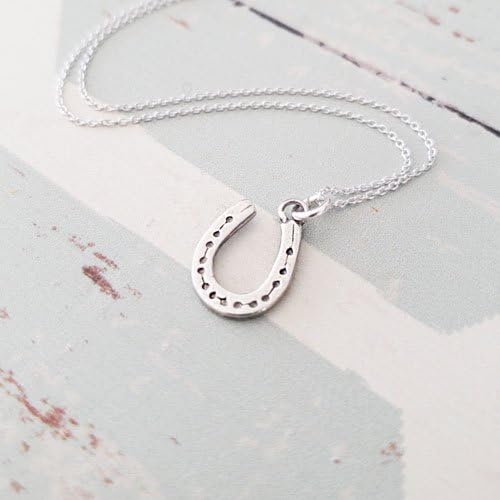 Lucky Horseshoe Charm Double-sided Sterling Silver Necklace