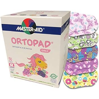 Ortopad Bamboo for Girls, Adhesive Eye Patches, Softer Material (50 Per Box) (Regular Size)
