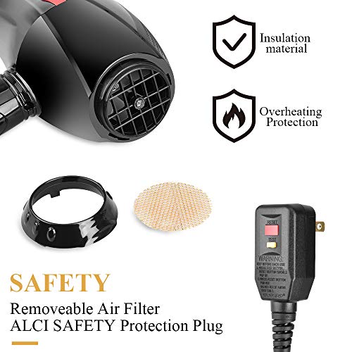 Professional Ionic Hair Dryer, CONFU Powerful 1875 Watt Ceramic Salon Blow Dryer Negative Ions Cool Shot Button Hairdryer 2 Speed 3 Heat Settings with Concentrator Nozzle Diffuser for Men and Women - Thumbnail 4