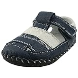 Orgrimmar Baby Boys Girls First Walkers Soft Sole Leather Baby Shoes (Size M, D White Blue)