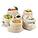 Emmazing Family Reusable Mesh Produce Bags Perfect for Grocery Shopping and Storage, Washable, Drawstring, Zero Waste, Cotton Fabric,Tare Weight Stitched on Tags. Set of 5 Bags + 1 Bonus Bag