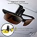 BLUPOND Set of 2 Anti-Glare HD Vision Sunglasses - Daytime Polarized Copper and Yellow Tint Night Driving Glasses with CAR Clip Holder - Knight Visor