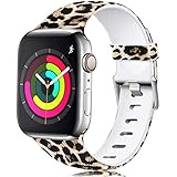 Laffav Floral Band Compatible with Apple Watch 40mm 38mm 44mm 42mm for Women Men, Soft Sport Pattern Replacement Waterproof Strap Compatible with iWatch Series 5 4 3 2 1, S/M M/L
