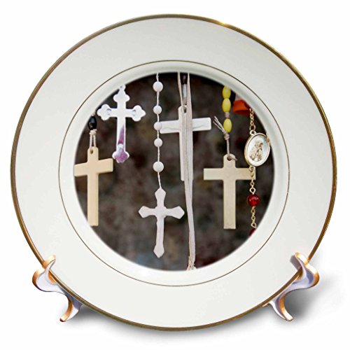3dRose cp_92646_1 Crosses, Rosaries, Christianity, New Mexico Us32 Jmr0200 Julien Mcroberts Porcelain Plate, 8"