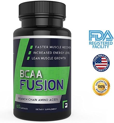 BCAA Supplement for Men &amp; Women by Fitness Fusion - Increased Energy, Recovery, and Power - 100% Natural - Branch Chain Amino Acids Formula for Mass Gain - Beginners and Elite Athletes (60 Capsules)