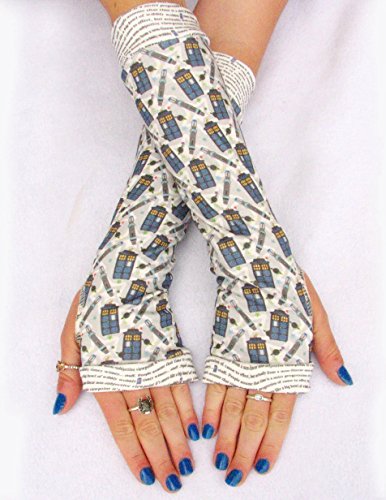 Whovian Fandom Arm Warmers Fingerless Gloves For Cosplay Costumes