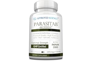Approved Science Parasitab - Solution for Harmful Organisms - 60 Capsules - Cleanse and Improve Gut Health - Black Walnut, Garlic Bulb, Papain 2000, BioPerine - Vegan