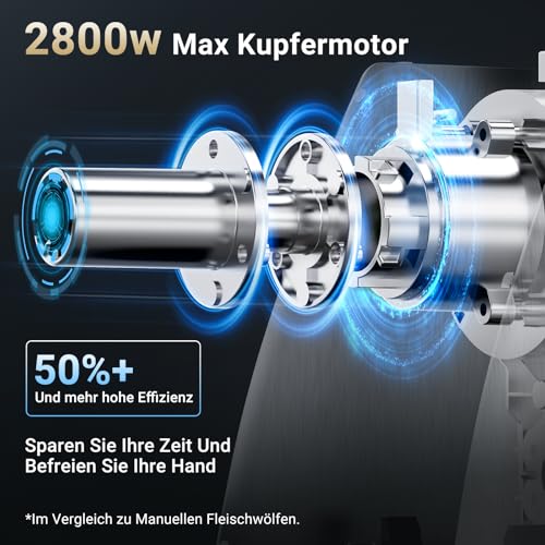 AAOBOSI Meat Grinder 4-in-1 Electric Meat Grinder [2800W Max] with 3 Discs, Cutting Blades, 2 Blades, 3 Plates, Sausage Stuffer, Cubbe Kit, for Home Use, Stainless Steel