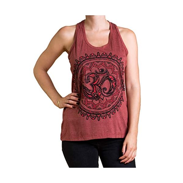 PANASIAM Babu Om Top con estampado geométrico en beige, rojo y gris (M & L) | DeHippies.com