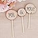 PIXNOR Wooden Round Mr Mrs Shabby Chic Rustic Wedding Cake Topper Pick Decoration