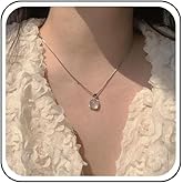 Andelaisi Boho Opal Moonstone Necklace Choker Round Moonstone Choker Necklace Vintage Opalite Moonstone Necklace Silver Moonstone Birthstone Necklace Jewelry for Women