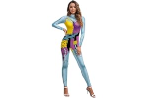 QPQEQTQ Halloween Costume Jumpsuit - Sally Character Cosplay in 3D Digital Print Jumpsuit
