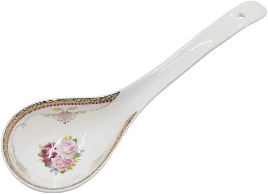 Big Porcelain Spoon Bone China Spoon White Ceramic Soup Spoons Long Handled Spoon Flatware