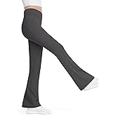 HASMES Girls Flare Leggings with Pockets Kids Bell Bottom High Waisted Flare Yoga Pants for Dance Activewear