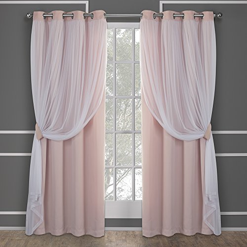 Exclusive home catarina layered solid blackout and sheer window c…