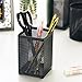 Comix Metal Pen and Pencil Holder, Squared Shaped, Wired Mesh Design, Durable Metal with Cuboid Stand - Black (B2003BK)