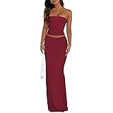 Goafuliy 2 Piece Skirt Sets for Women Summer, Floral Sleeveless Tube Top Bodycon Maxi Skirts Y2k Vacation Going Out Outfits