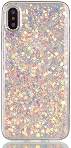 Bling TPU case for iPhone X, Ultra Slim Soft Flexible Clear TPU with Glitter, Fashion Shining Full Protective Case Cover for iPhone X edition/iPhone 10 (5.8) - Blue Pink