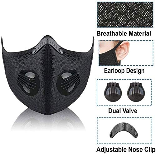 Reusable M-as-k with Exhalation Valve,Air Purifying M as k, Dust M as k Windproof Foggy Haze Pollution Respirator (Style)