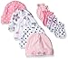 Gerber Baby Girls' 9 Piece Cap (0-6M) and Mitten (0-3M) Bundle, Elephants/Flowers, Newborn