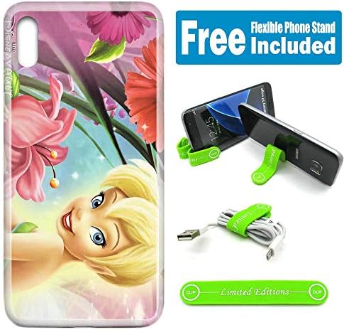[Ashley Cases] Apple [iPhone Xs MAX] Cover Case Skin Flexible Phone Stand - Tinkerbell Flowers Horiz