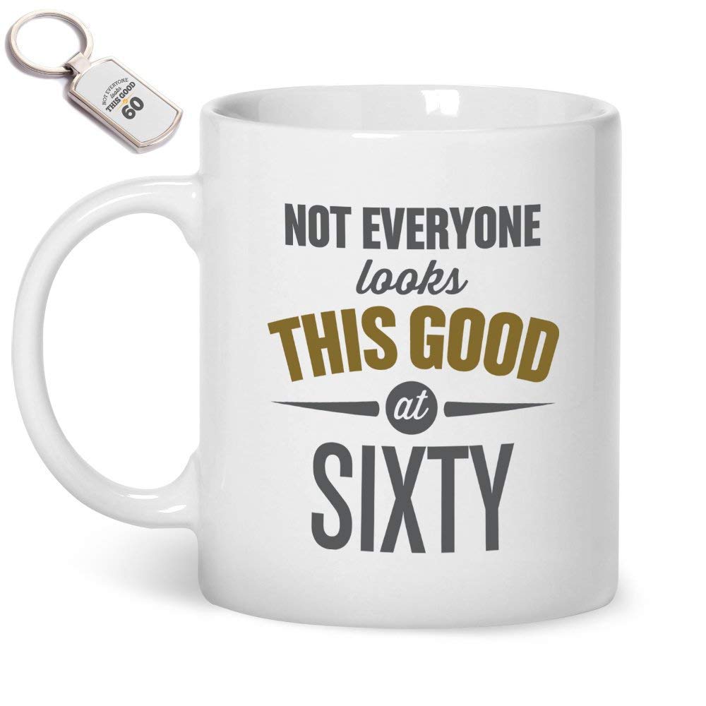 60th Birthday Gift Mug & Key Ring for Men Women 60 Coffee Mug Keepsake
