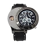 Binmer(TM)Men Windproof Casual Military Quartz Watch USB Cigarette Cigar Flameless Lighter Black
