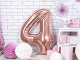 Unique Rose Gold Number 4 Shaped Large Foil Balloon 86cm - Birthday Party Decor view 3