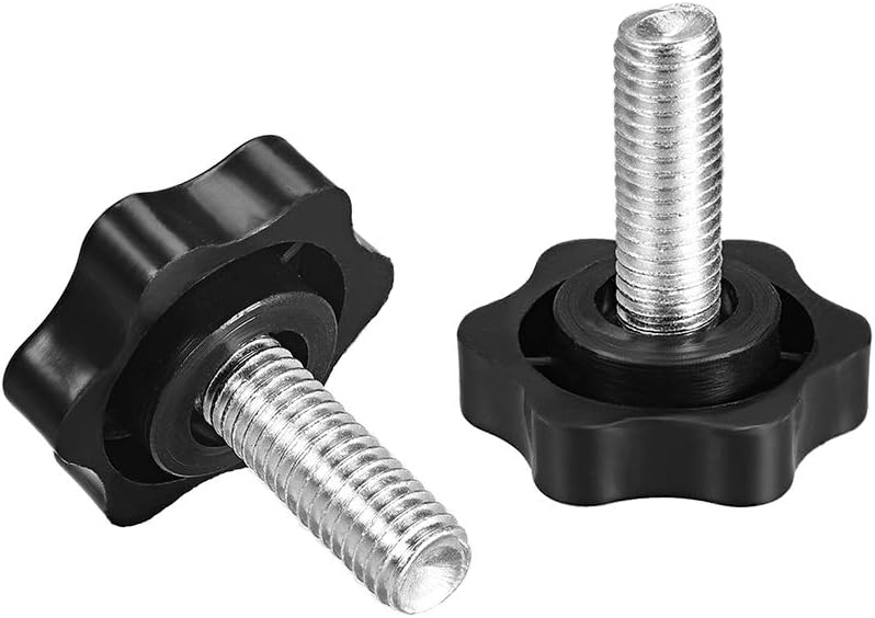 uxcell Clamping Screw Knob, 38mm Dia Plum Hex Shaped Grips Star Knob M10 x 25mm Male Thread, 4pcs, Black, M10*25 - Image 4