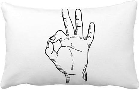 Amazon Co Jp 大丈夫ジェスチャーパターン描画線 腰枕の挿入のクッション カバー 装飾家のソファのギフトを投げる ホーム キッチン