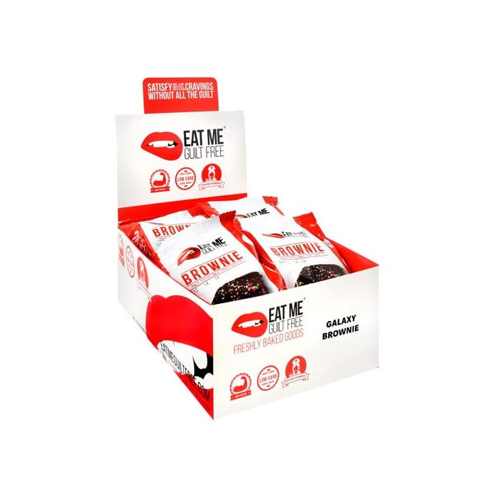 Eat Me Guilt Free Protein Brownie – Low Carb, Low Sugar, Keto-Friendly Brownies – 12 Count, Galaxy Chocolate Brownie