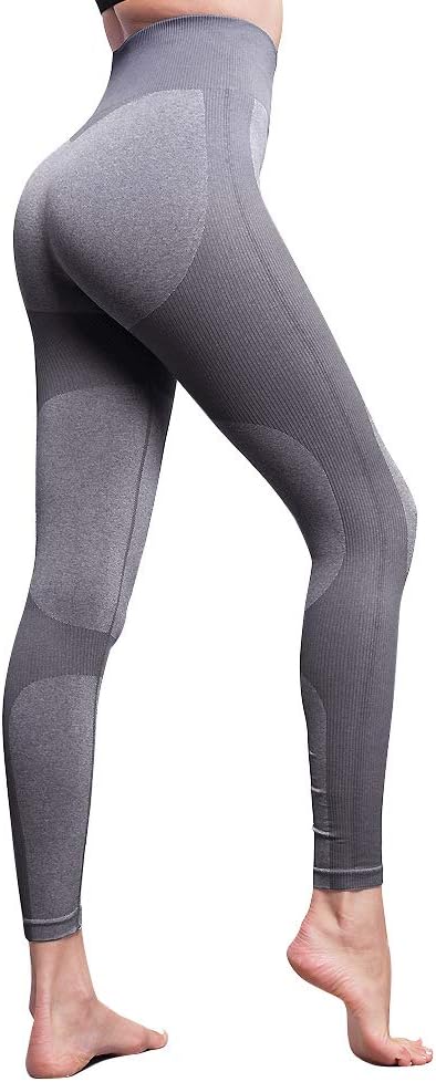 NORMOV Seamless Compression Leggings for Women-Gym Athletic Workout Tights (Seamless-Grey, S)