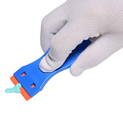 GUGUGI 2 Pack Plastic Razor Scrapers Paint Scraper Tool Wallpaper Scraper Paint Remover Putty Knife with 100 PCS Double Edge Plastic Razor Blades Ideal for Removing Labels, Stickers and Decals